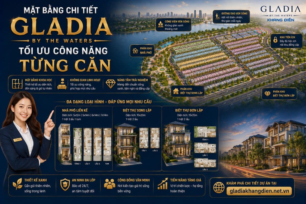 Mặt bằng chi tiết dự án Gladia – Tối ưu công năng từng căn