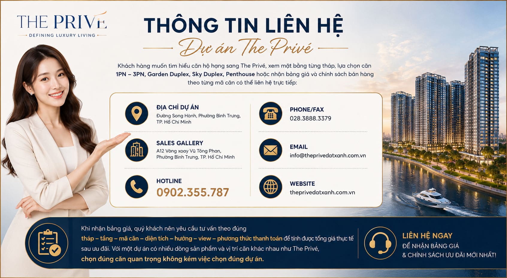 Thông tin liên hệ chính thức The Privé Quận 2