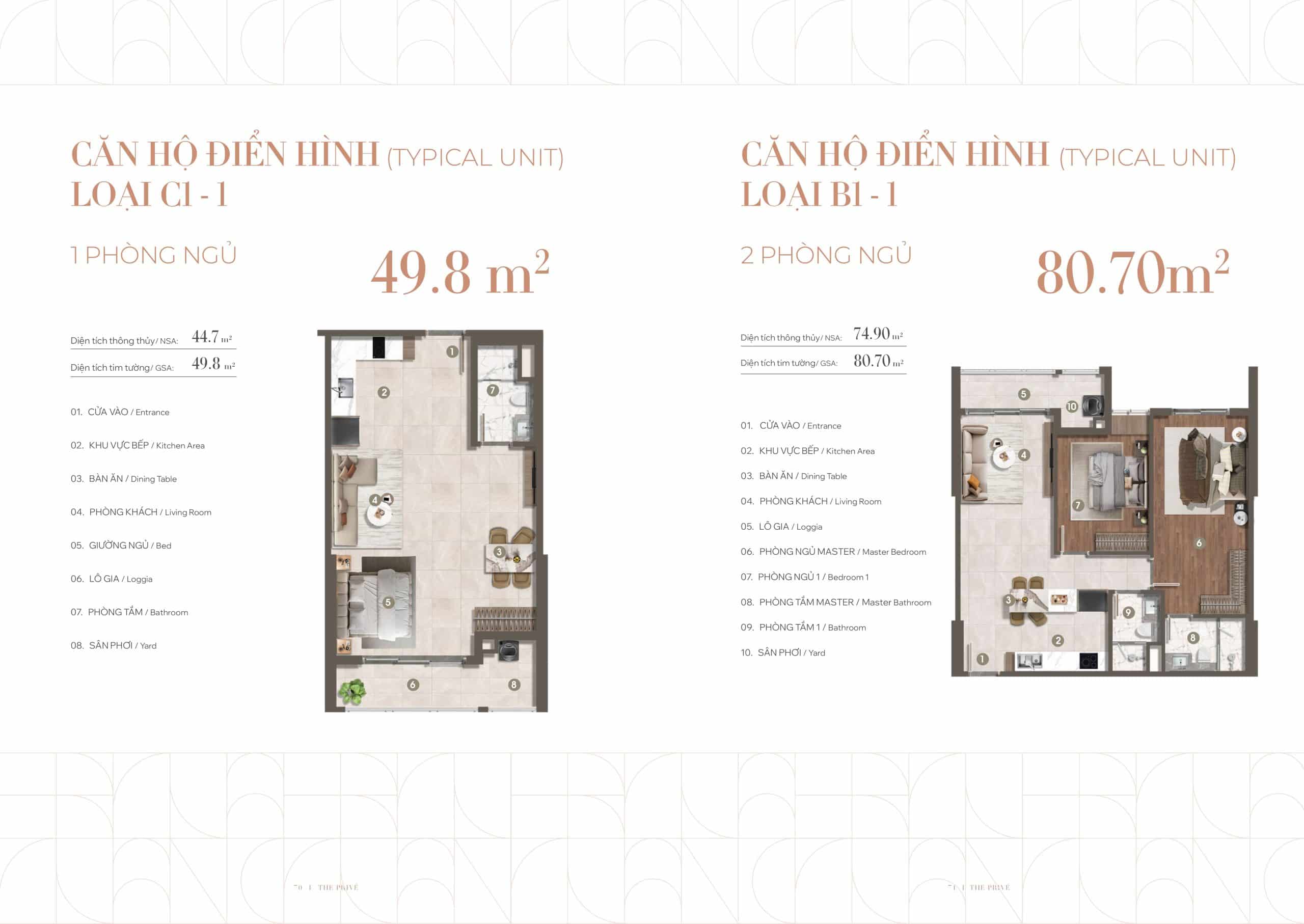 Bản vẽ thiết kế căn 1PN Block 5-6-7 The Prive