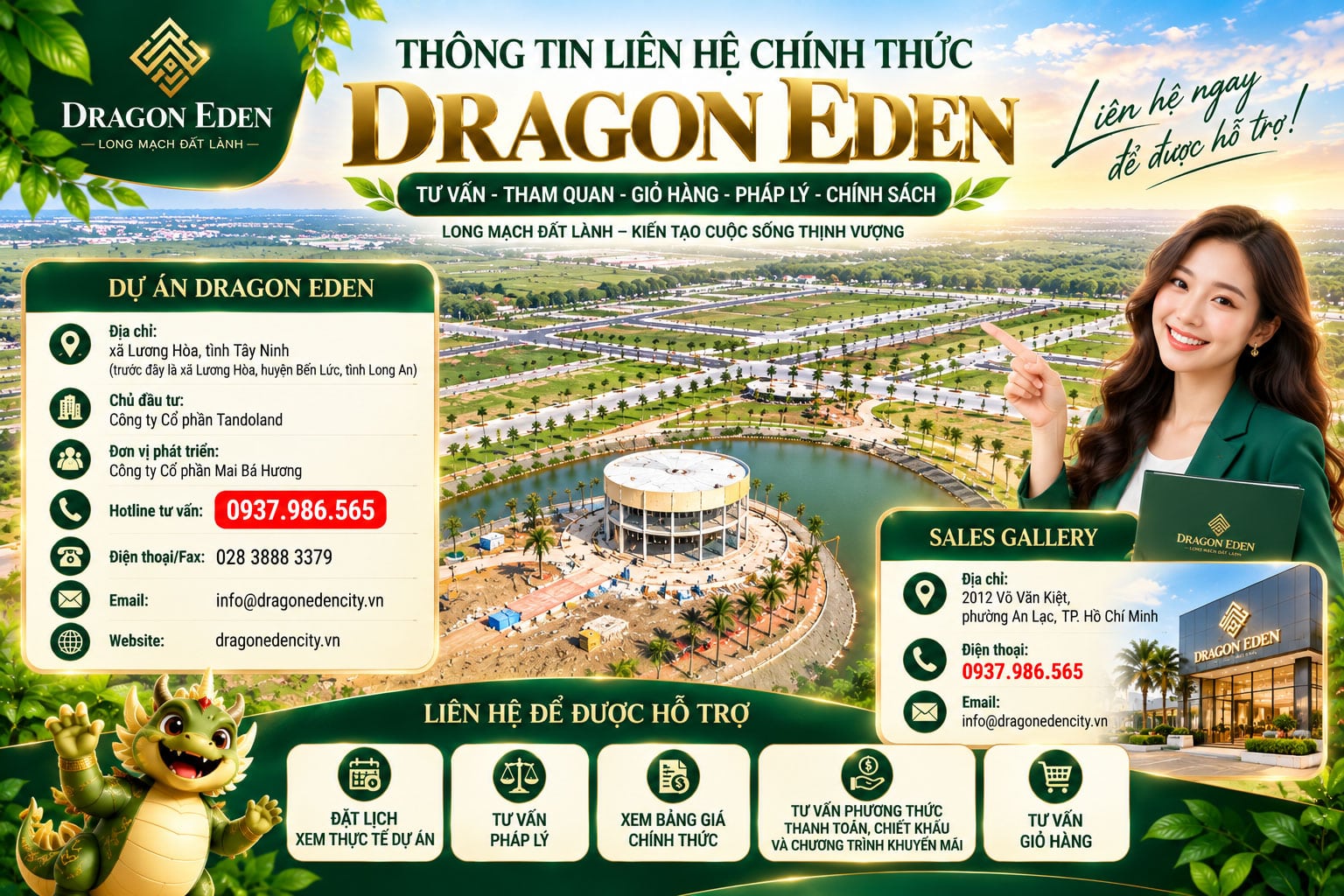 Liên hệ chính thức với chủ đầu tư và đơn vị phát triển Dragon Eden
